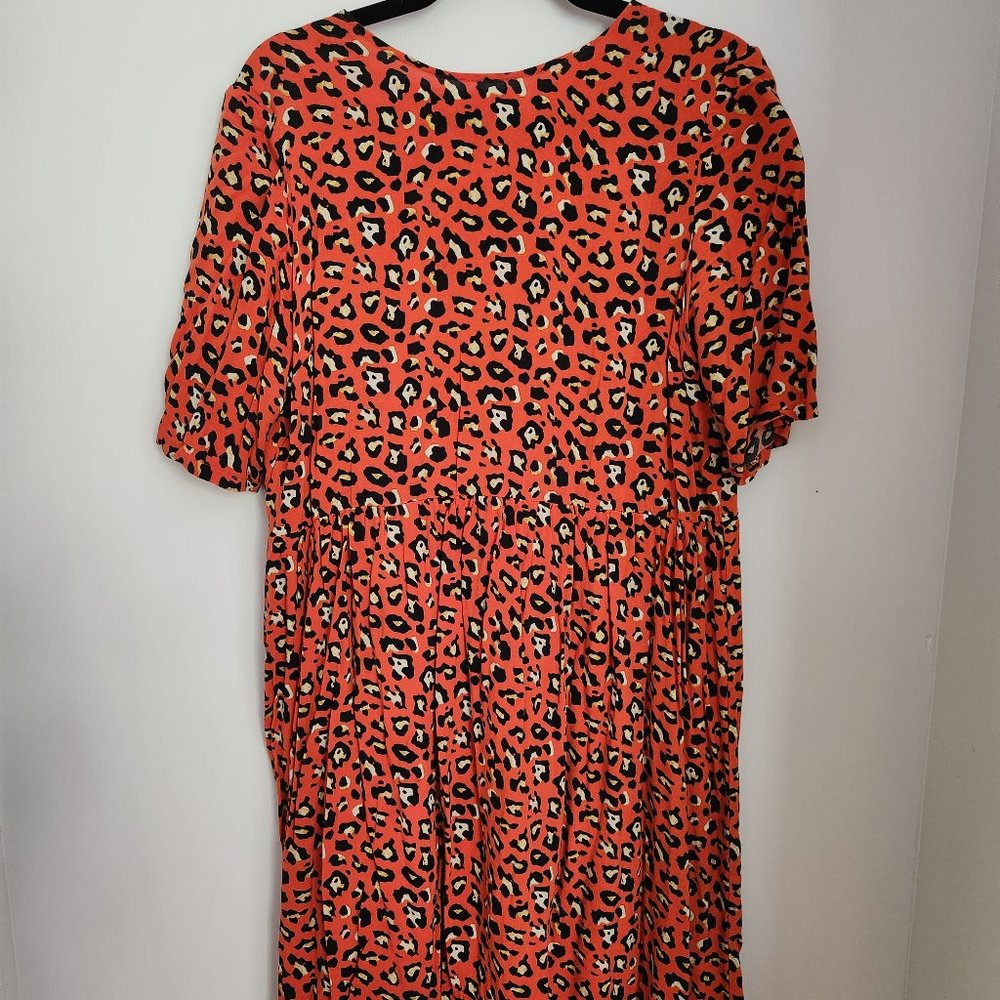 ASOS Tall 90s Animal Leopard Cheetah Smock Mini Dress Size 12